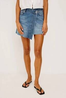 NEW RAILS women's huntington denim skirt in windsurf